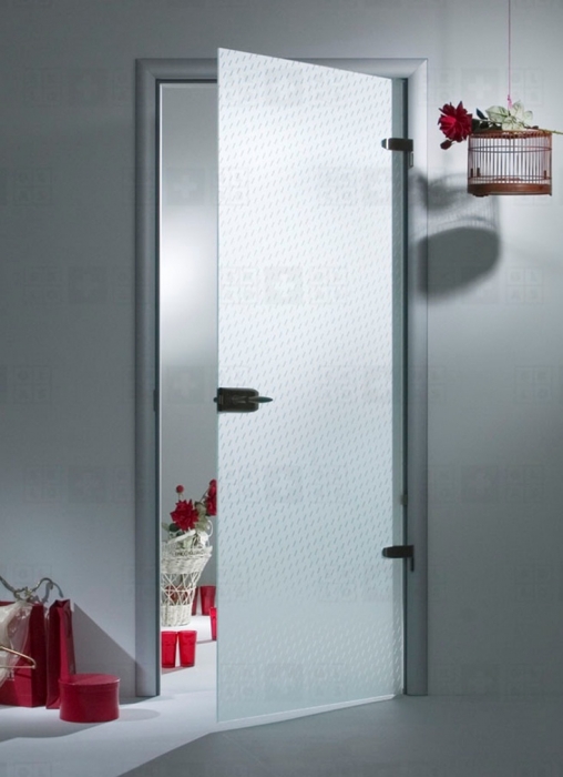 межкомнатная алюминиевая дверь со стеклянным полотном