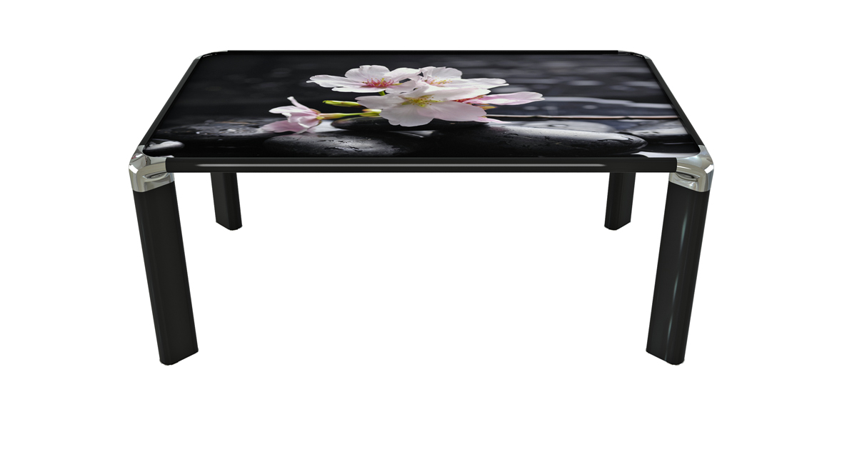 стеклянный стол с фото сакуры