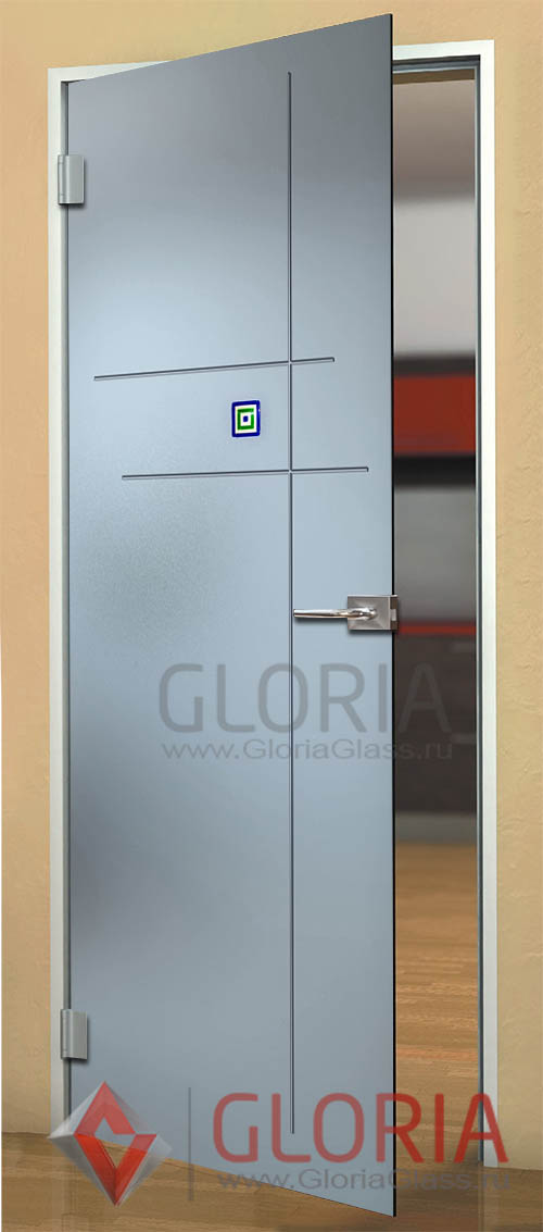 Стеклянная дверь с элементами цветного фьюзинга и графировкой серии Florid - модель Аллегра