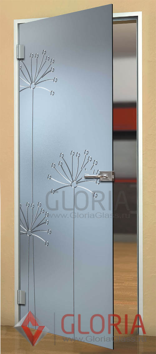 Стеклянная межкомнатная дверь с рисунками цветов и растений серии Flowers - модель Аллиум