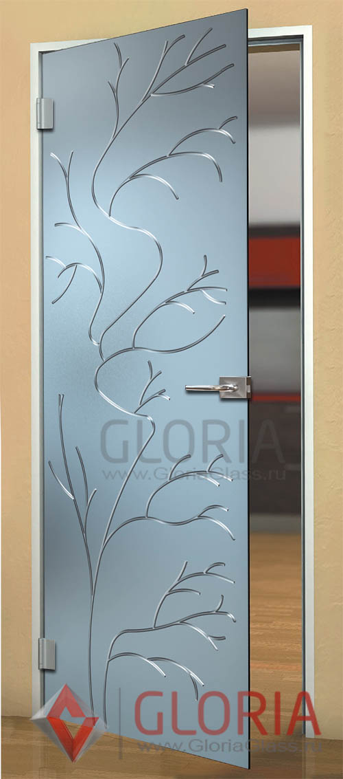 Стеклянная межкомнатная дверь с рисунками геометрических линий серии Illusion - модель Эльвира