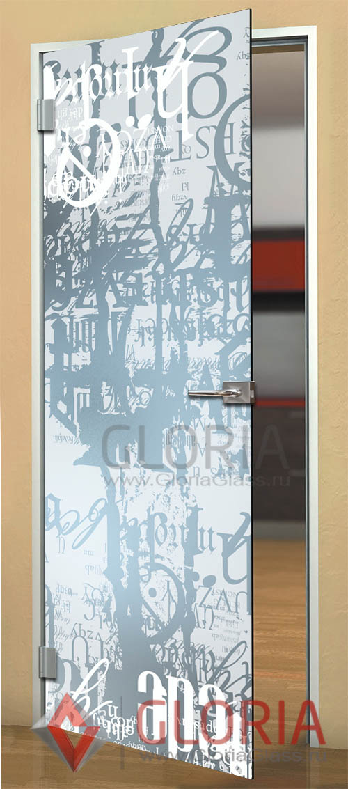 Стеклянная дверь с керамачиской печатью GlassJet серии Satin - модель Граффити