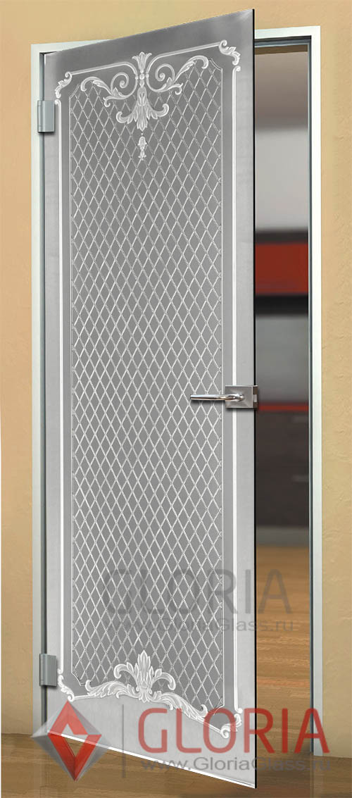 Стеклянная дверь с пескоструйной обработкой классика 10