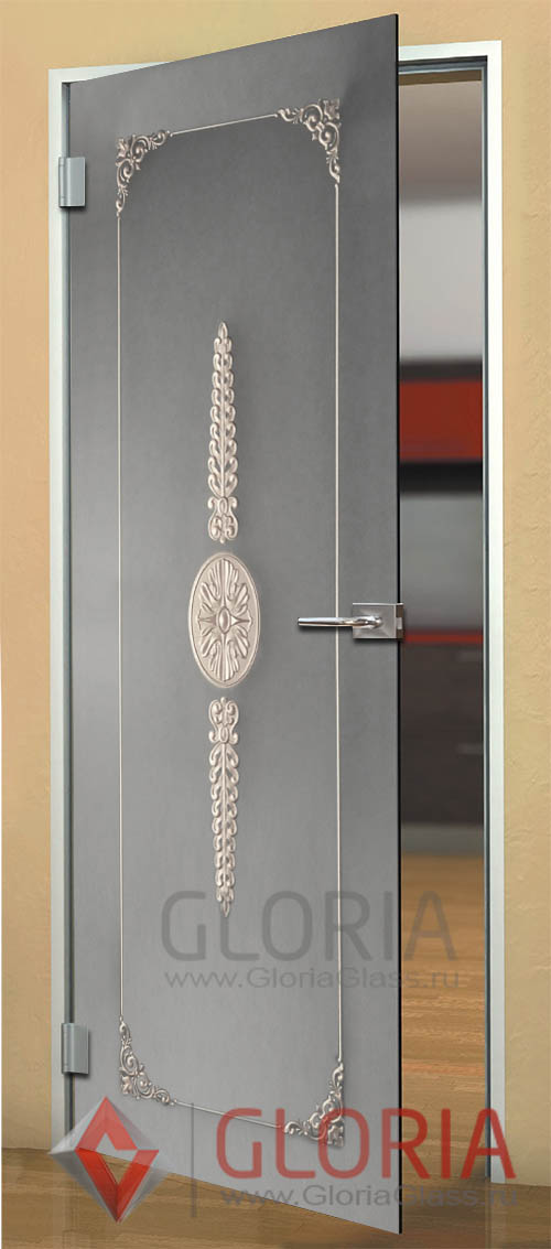 Стеклянная дверь с пескоструйной обработкой модель классика 7