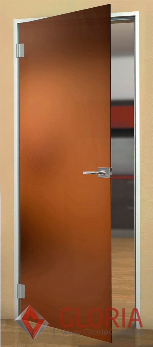 Стеклянная межкомнатная дверь без узоров и декоративных элементов серии Light - модель Матовая бронза