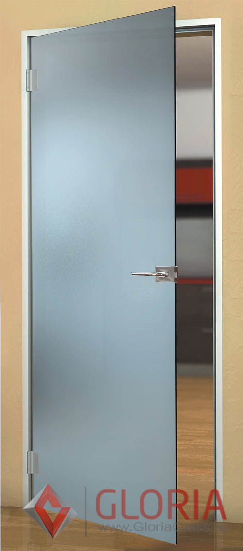 Стеклянная межкомнатная дверь без узоров и декоративных элементов серии Light - модель Матовая бесцветная