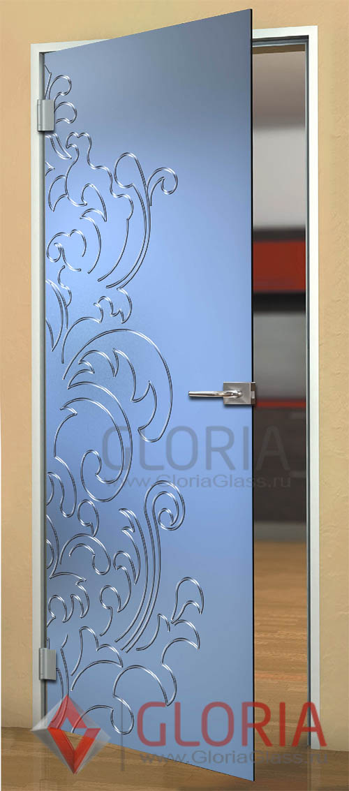 Стеклянная межкомнатная дверь с рисунками цветов и растений серии Flowers - модель Лилия