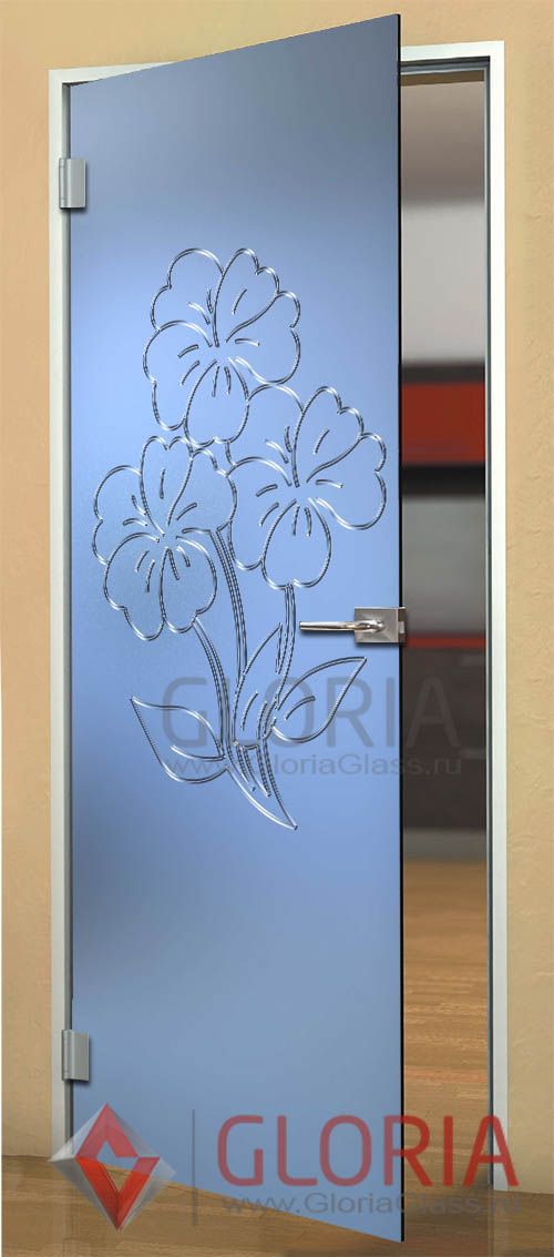 Стеклянная межкомнатная дверь с рисунками цветов и растений серии Flowers - модель Магнолия
