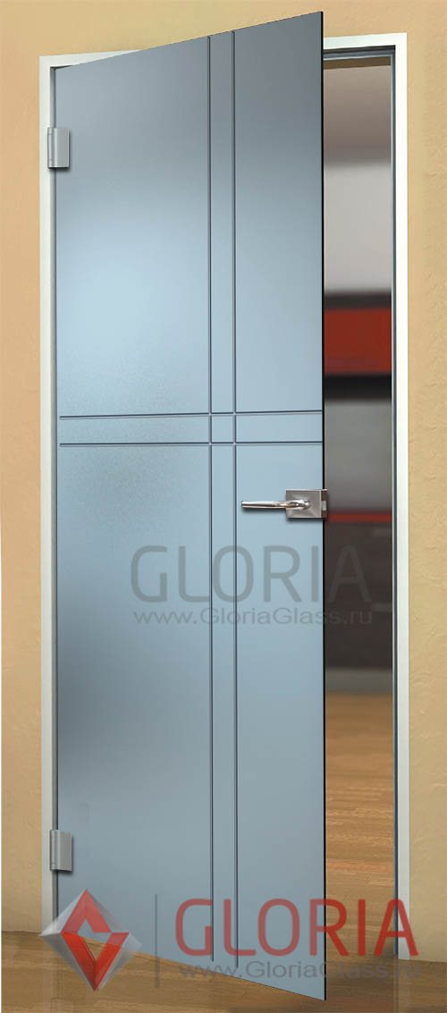 Стеклянная межкомнатная дверь с рисунками геометрических линий серии Illusion - модель Мария