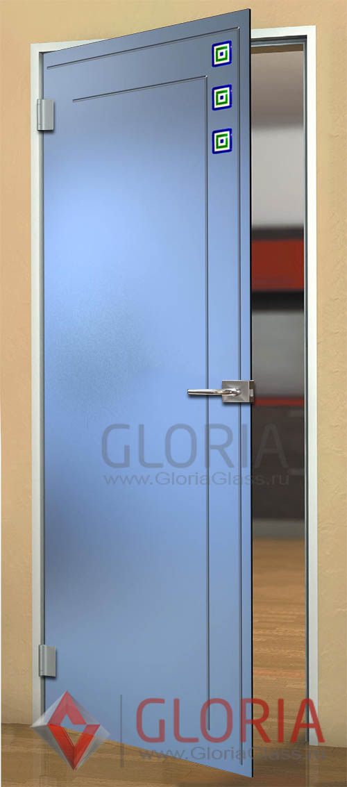 Стеклянная дверь с элементами цветного фьюзинга и графировкой серии Florid - модель Марта