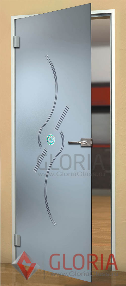Стеклянная дверь с элементами цветного фьюзинга и графировкой серии Florid - модель Милена
