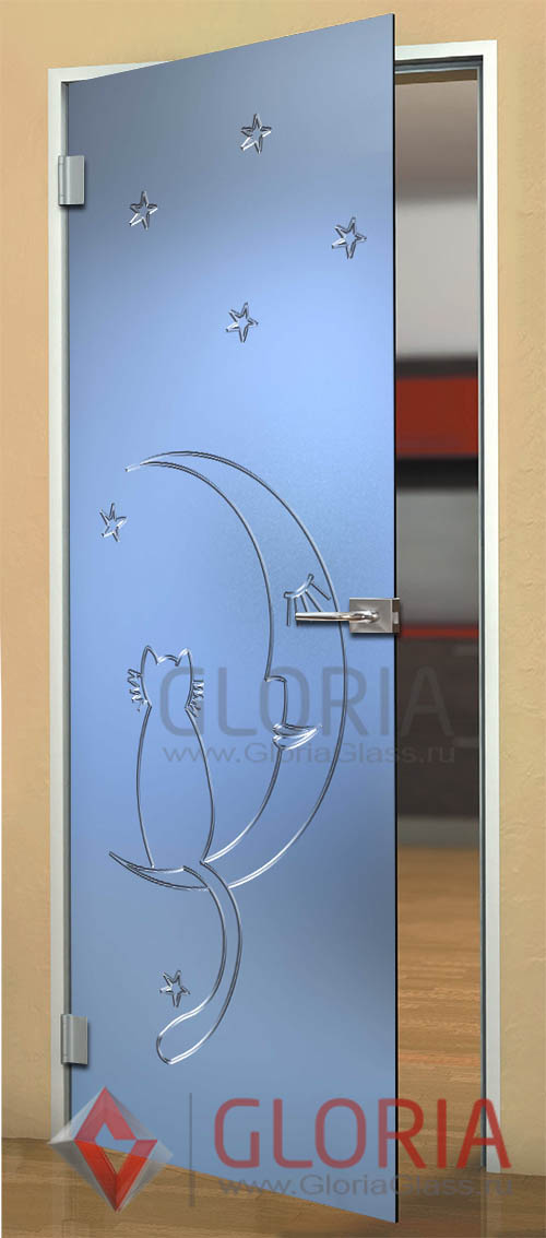 Стеклянная дверь с гравировкой серии Fantasy - модель ночь