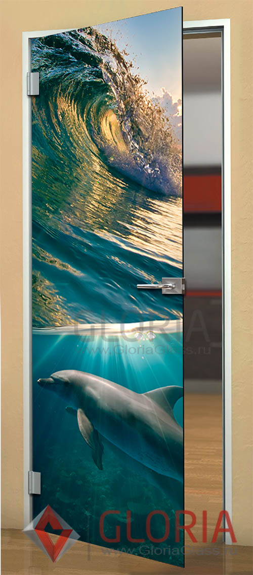 Стеклянная дверь с фотопечатью серии Imagination  - модель Под водой