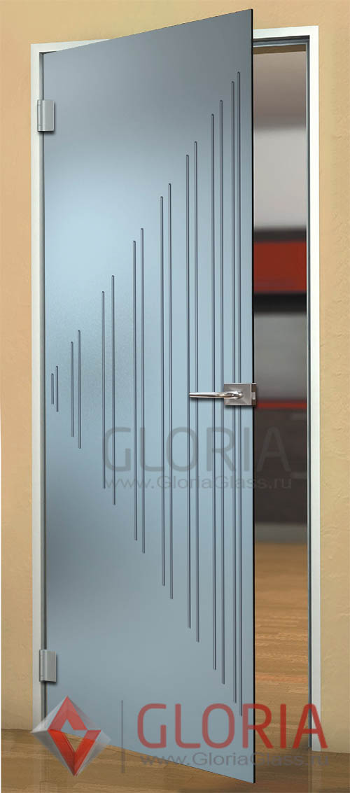 Стеклянная межкомнатная дверь с рисунками геометрических линий серии Illusion - модель Ребекка