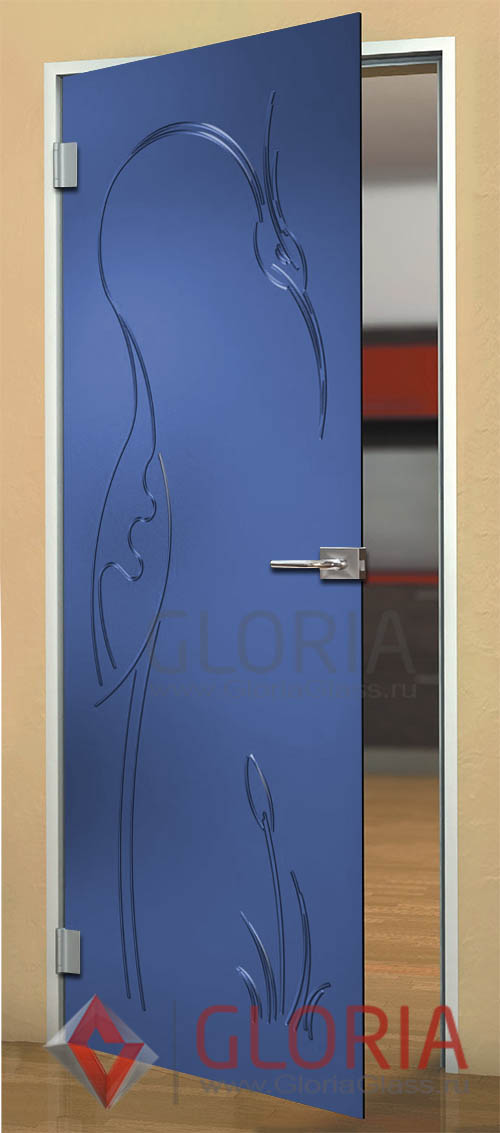 Стеклянные двери серии «BlueFish» это синие стеклянные не прозрачные двери, имеющие матовую поверхность и гравировку. Матирование нанесено с помощью химического травления. С обратной стороны стекла, нанесено покрытие BLUE имеющие светопроницаемость 50%.