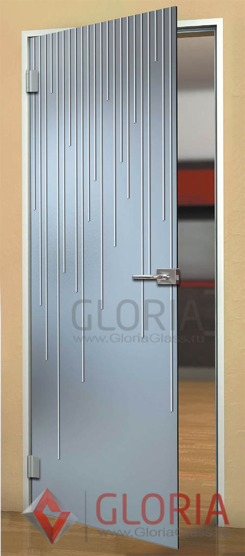Стеклянная межкомнатная дверь с рисунками геометрических линий серии Illusion - модель Юлиана